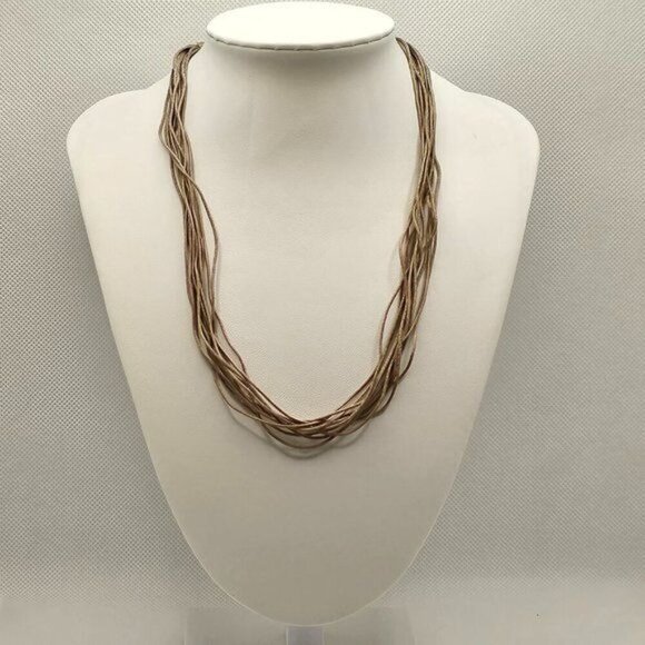 Multi-strand Taupe Bohemian Necklace EUC - Picture 1 of 6